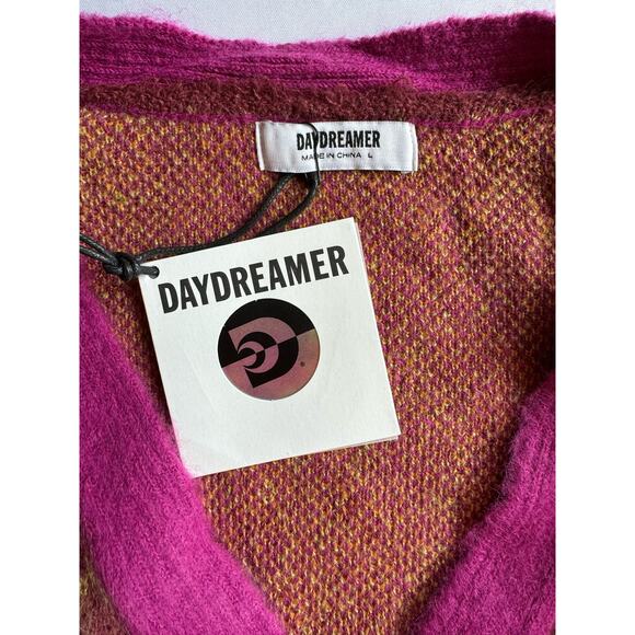 Daydreamer Fuchsia Sunset Argyle Cardigan Size Large NWT - Picture 6 of 7